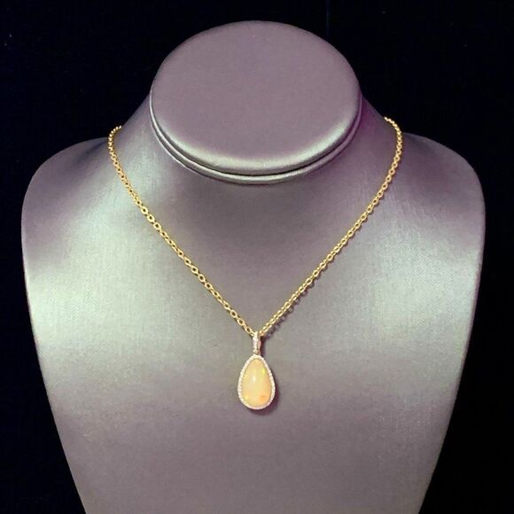 Natural Ethiopian Opal Diamond Necklace 17" 9.23 TCW Certified $5,950 114431 - Picture 1 of 10